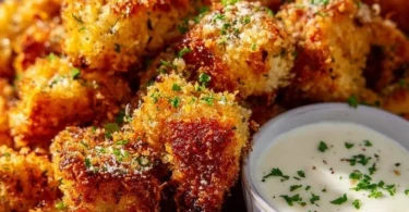 Kross gebratene Garlic Parmesan Chicken Bites aus dem Airfryer