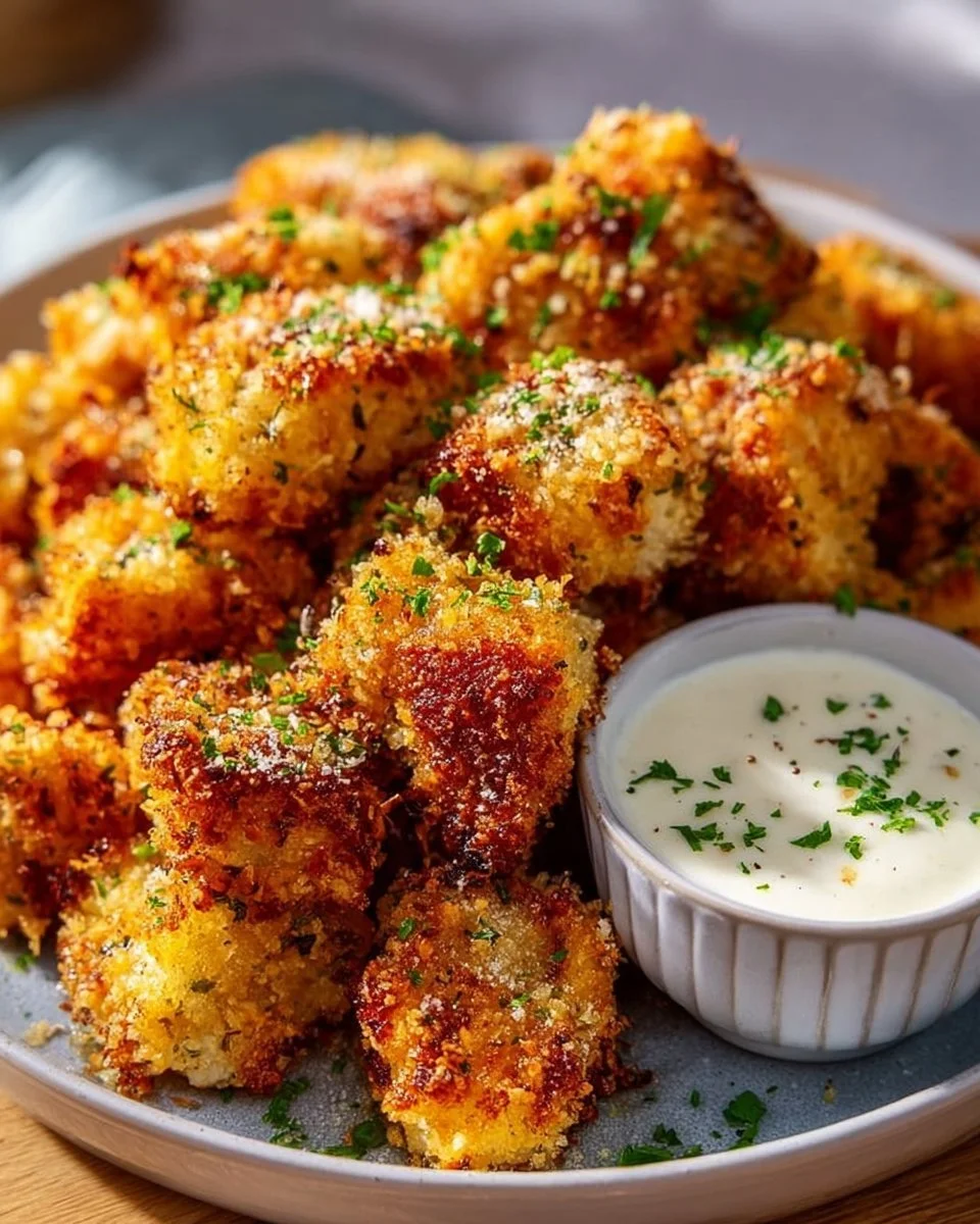 Kross gebratene Garlic Parmesan Chicken Bites aus dem Airfryer