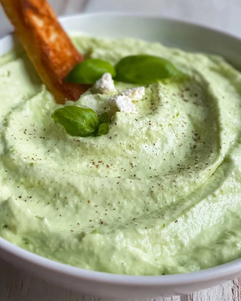 Leckeres Avocado-Feta-Dip in einer Schüssel.