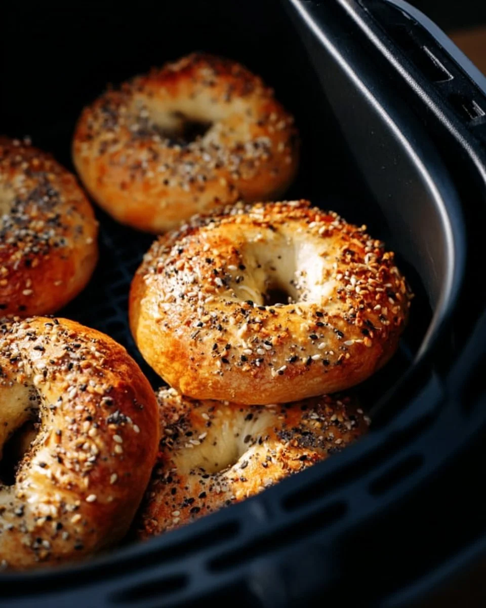 Leckere Bagels aus der Heißluftfritteuse, frisch gebacken und knusprig.