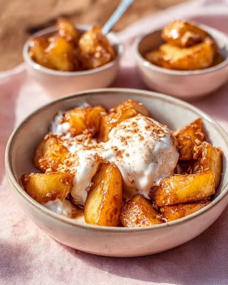 Barde Äpfel aus dem Air Fryer mit Zimt und Nüssen
