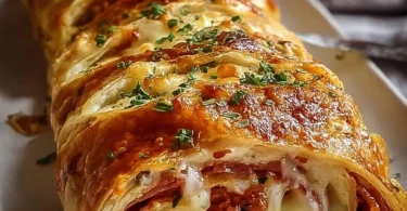 Leckeres Blätterteig-Stromboli frisch aus dem Ofen.