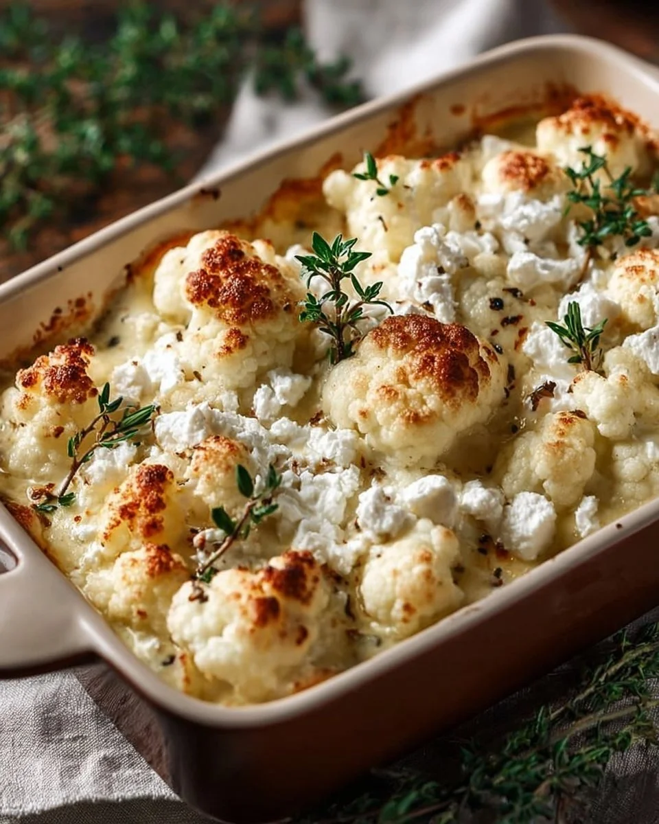 Blumenkohl-Hack-Auflauf mit Feta und frischen Kräutern im Auflauf dish.