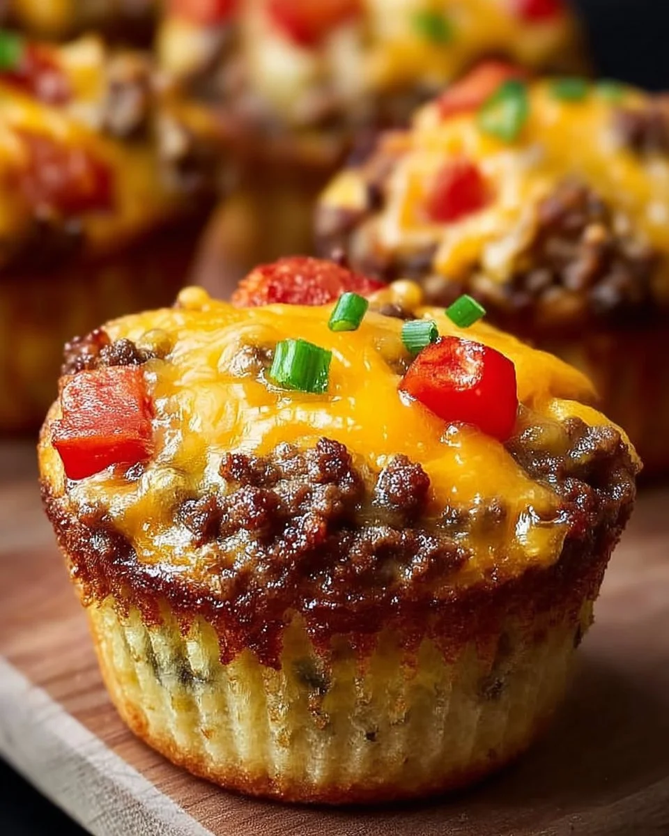 Leckere Cheeseburger Muffins frisch aus dem Ofen