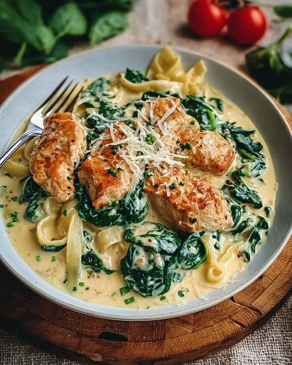 Cremige Hähnchenpfanne mit Spinat & Parmesan-Soße: Ein Unglaublich Ultimatives Rezept für 4 Personen