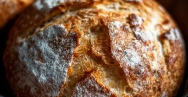 Hausgemachtes einfaches Brot, frisch gebacken mit appetitlicher Kruste.