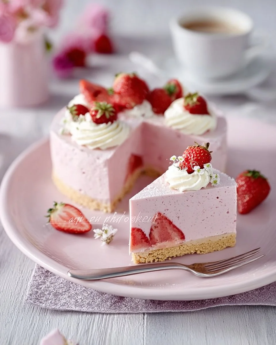 Leckerer Erdbeer-Quark-Kuchen mit frischen Erdbeeren und Quarkcreme