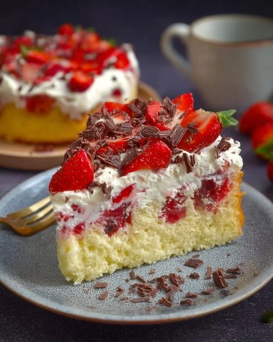 Fantakuchen Rezept vom Blech mit Schmand und Erdbeeren