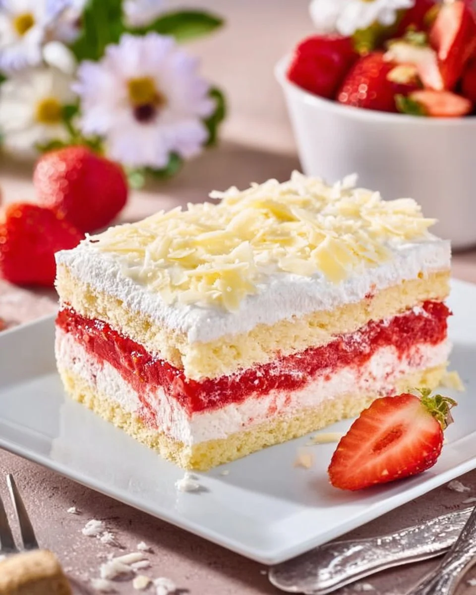 Frau-Holle-Kuchen auf einem Teller, dekoriert mit Puderzucker