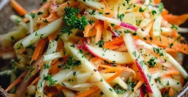 Frischer Kohlrabi Karotten Apfel Salat mit knackigen Zutaten