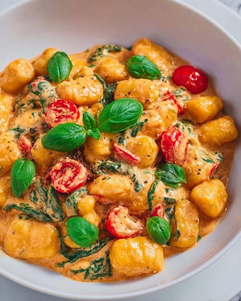 Leckere Gnocchi Pfanne mit Gemüse und Kräutern zubereitet