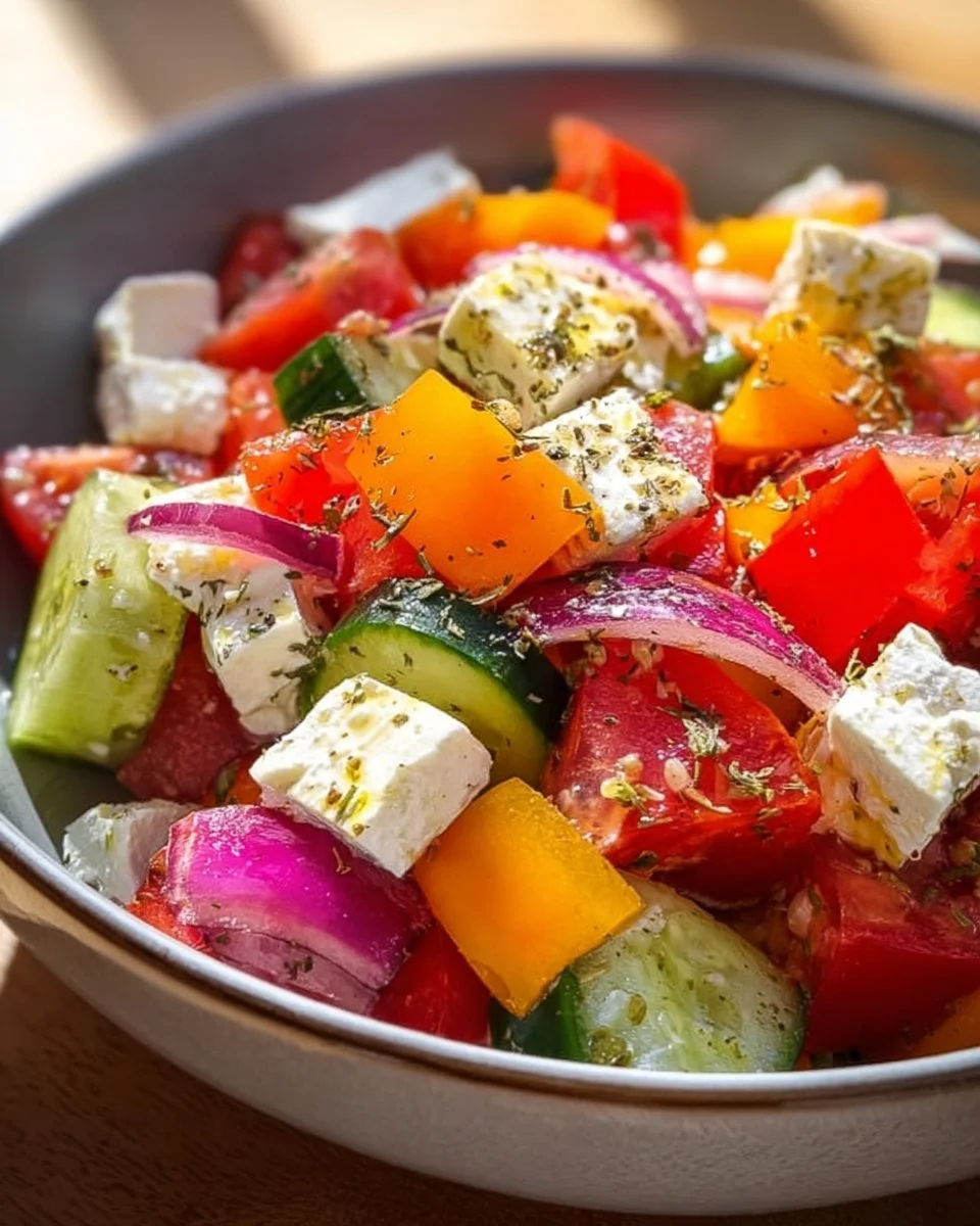 Authentischer griechischer Bauernsalat mit frischen Zutaten und Aromen