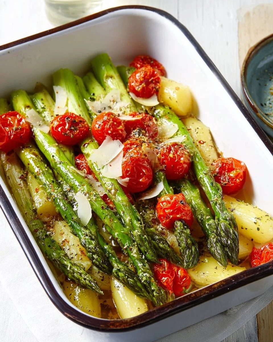 Gerösteter Grüner Spargel im Backofen mit Olivenöl und Gewürzen