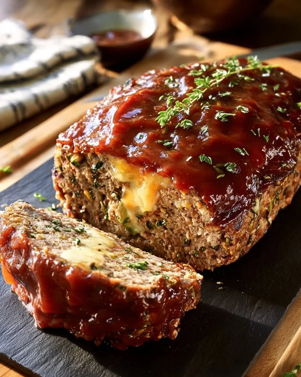 Hackbraten aus dem Airfryer, zart und saftig, serviert auf einem Teller