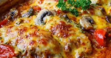Hähnchenauflauf im Backofen mit Käse und Gemüse