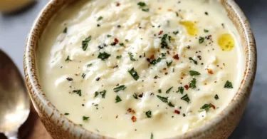 Leckere Knoblauch Parmesan Sauce in einer Schüssel