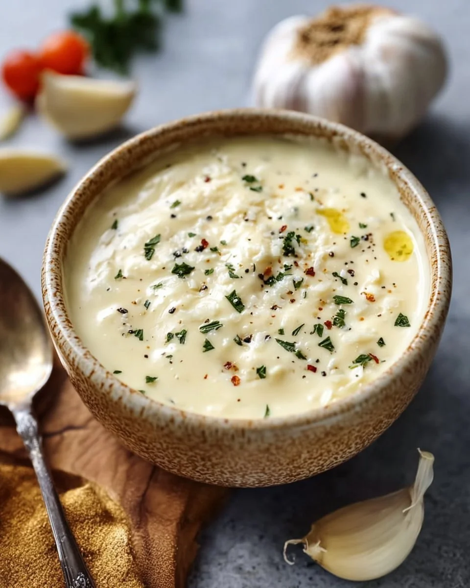 Leckere Knoblauch Parmesan Sauce in einer Schüssel