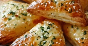 Knusprige Käsedreiecke mit Knoblauch-Kräuterfüllung auf einem Teller