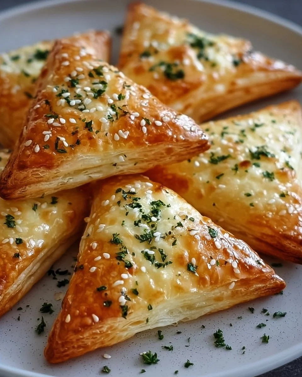 Knusprige Käsedreiecke mit Knoblauch-Kräuterfüllung