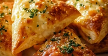 Krosse Käsetriangel mit goldbrauner Kruste und schmelzendem Käsefüllung.