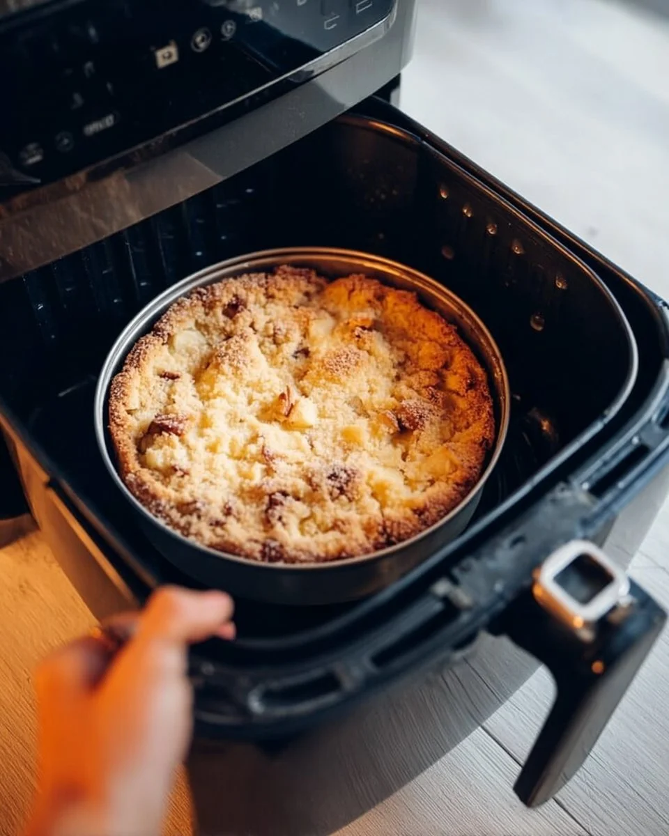 Schneller Apfelkuchen aus der Heißluftfritteuse mit frischen Äpfeln