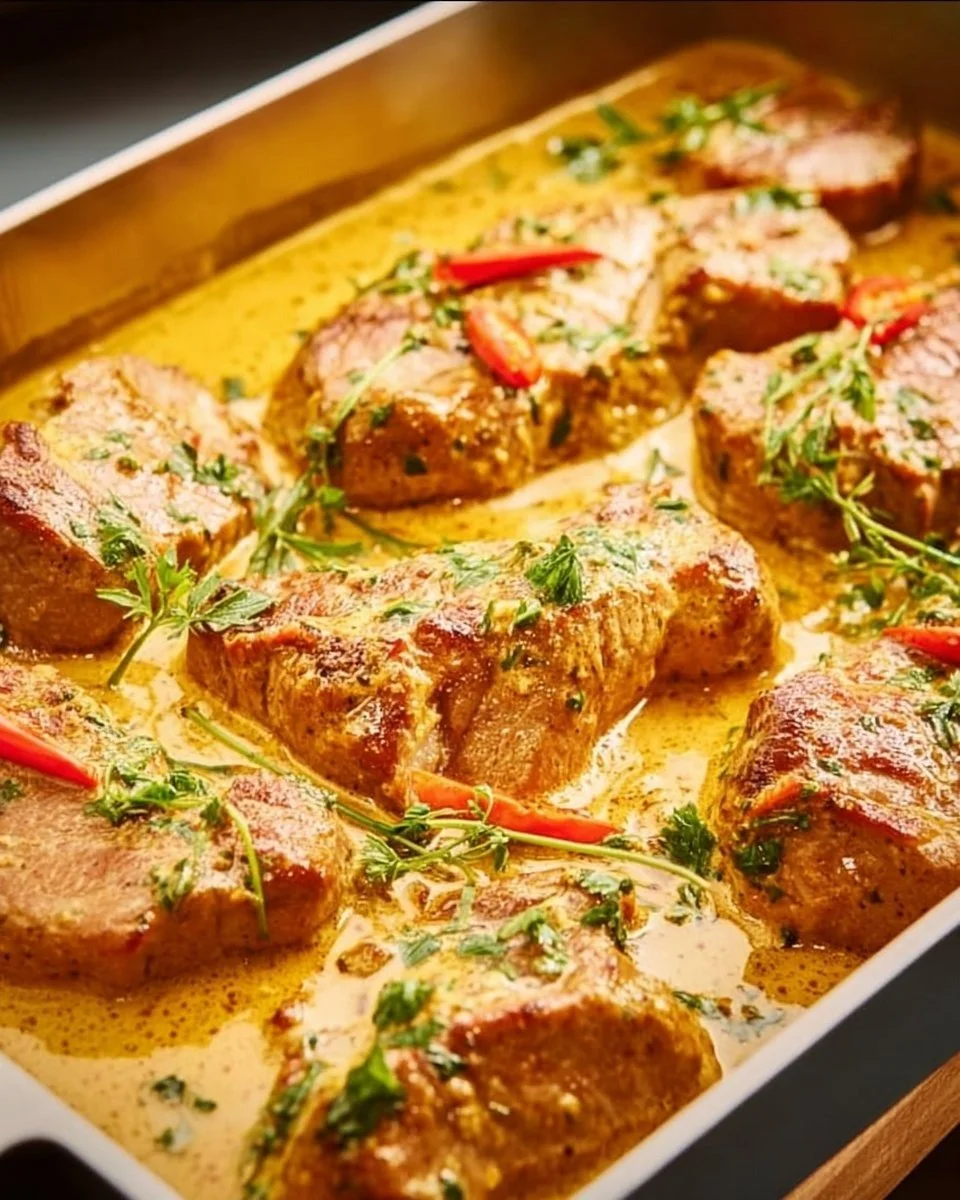 Schweinefilet in Curry-Sahne