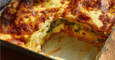 Vegetarische Mangold-Lasagne mit frischen Zutaten und schmelzendem Käse
