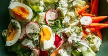 Vegetarischer Frühlingssalat mit frischen Zutaten