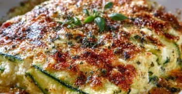 Zucchini-Hüttenkäse-Auflauf mit frischen Zucchini und Hüttenkäse
