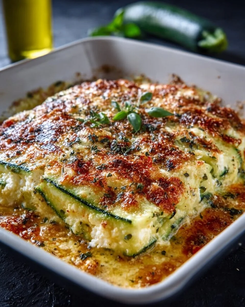 Zucchini-Hüttenkäse-Auflauf mit frischen Zucchini und Hüttenkäse